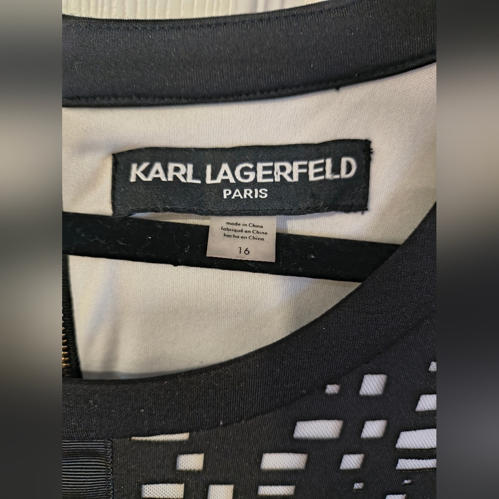 Karl Lagerfeld Black & White Geometric Sz 16 Dress - Picture 2 of 8